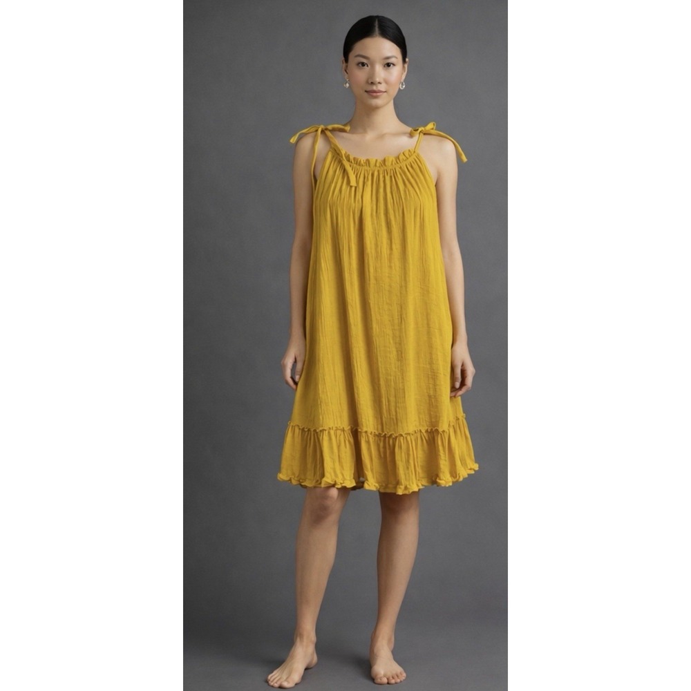Signature by Robbie Bee Yellow‎ Ruffle Dress Women's Medium